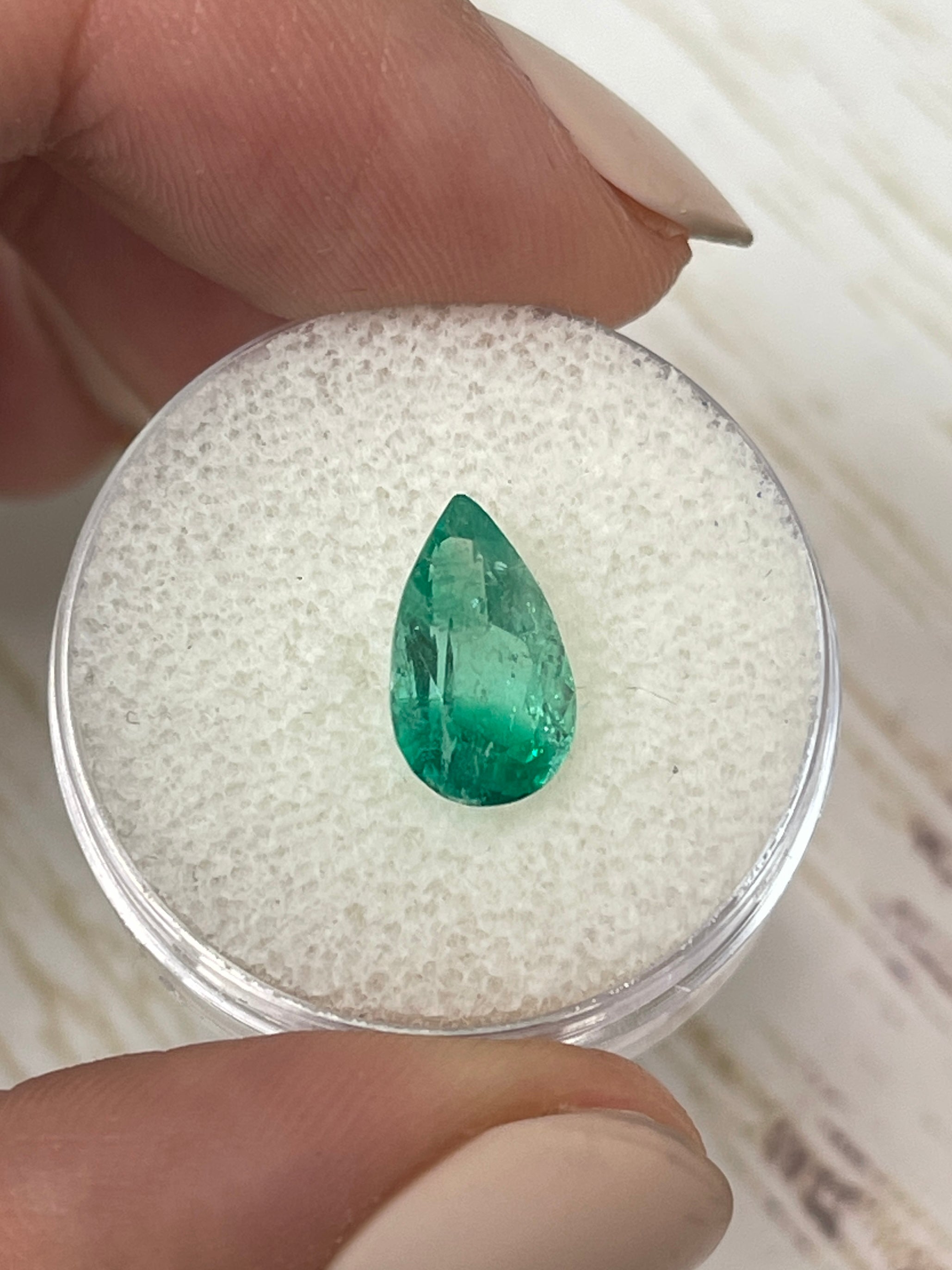 2.10 carat Bi-Color Green Natural Loose Colombian Emerald-Pear Cut - JR Colombian Emeralds