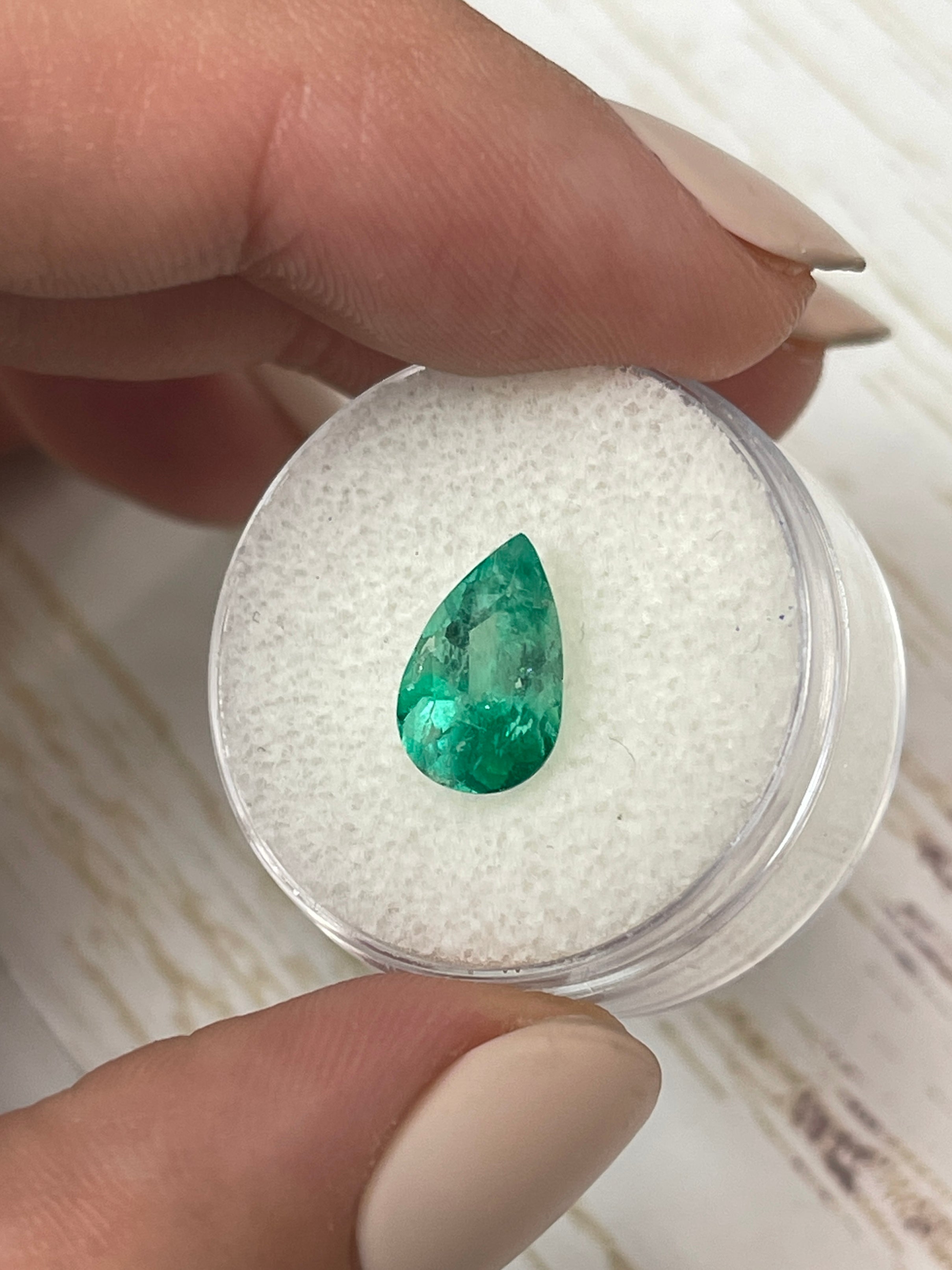 2.10 carat Bi-Color Green Natural Loose Colombian Emerald-Pear Cut - JR Colombian Emeralds