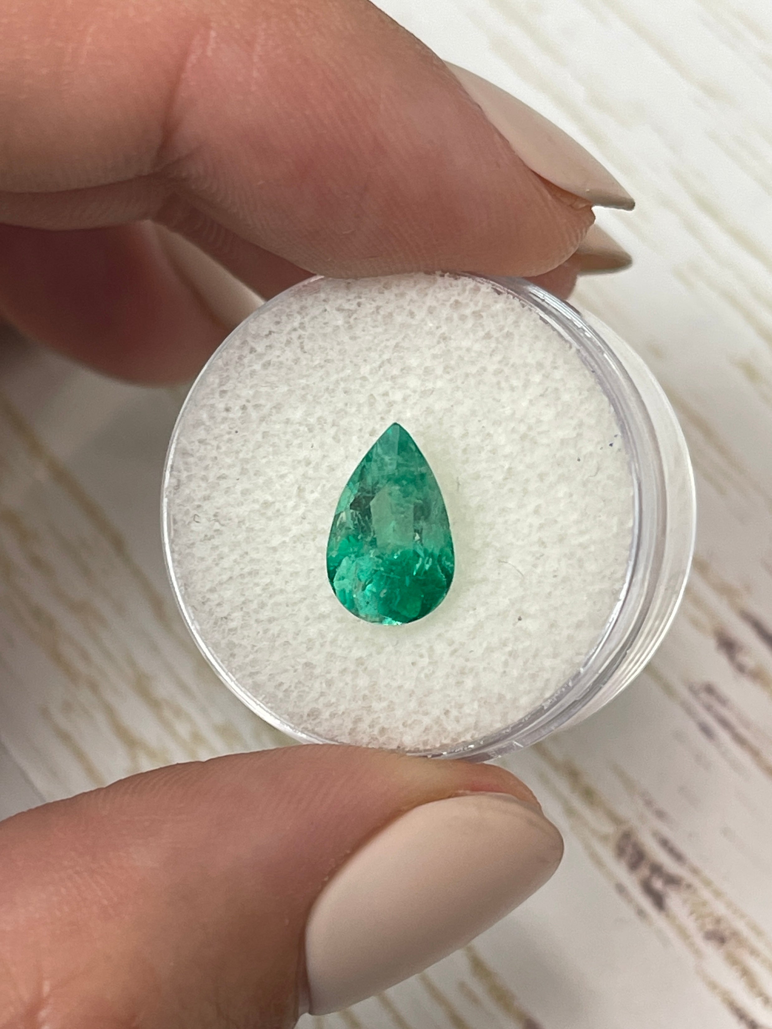 2.10 carat Bi-Color Green Natural Loose Colombian Emerald-Pear Cut - JR Colombian Emeralds