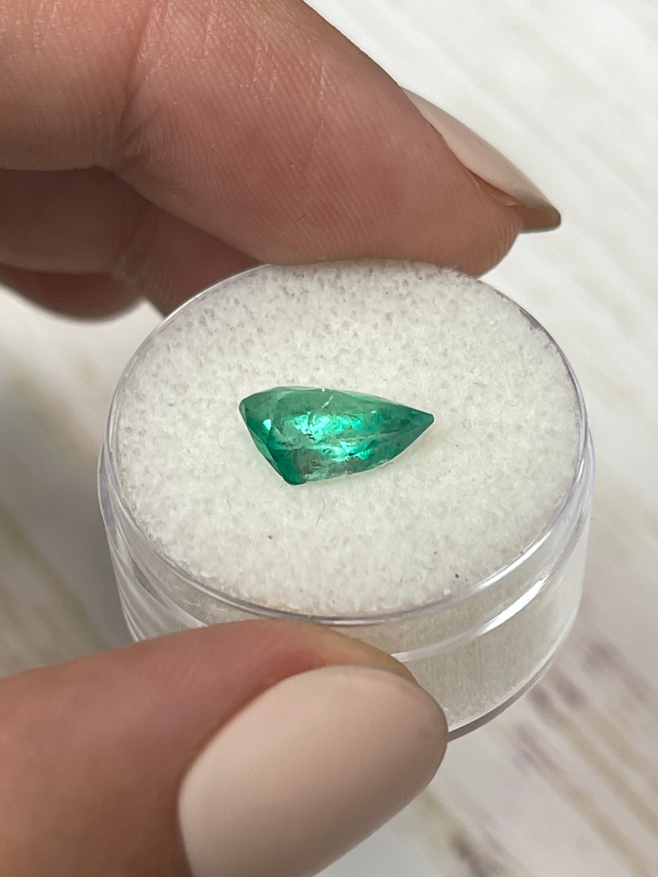 2.10 carat Bi-Color Green Natural Loose Colombian Emerald-Pear Cut - JR Colombian Emeralds