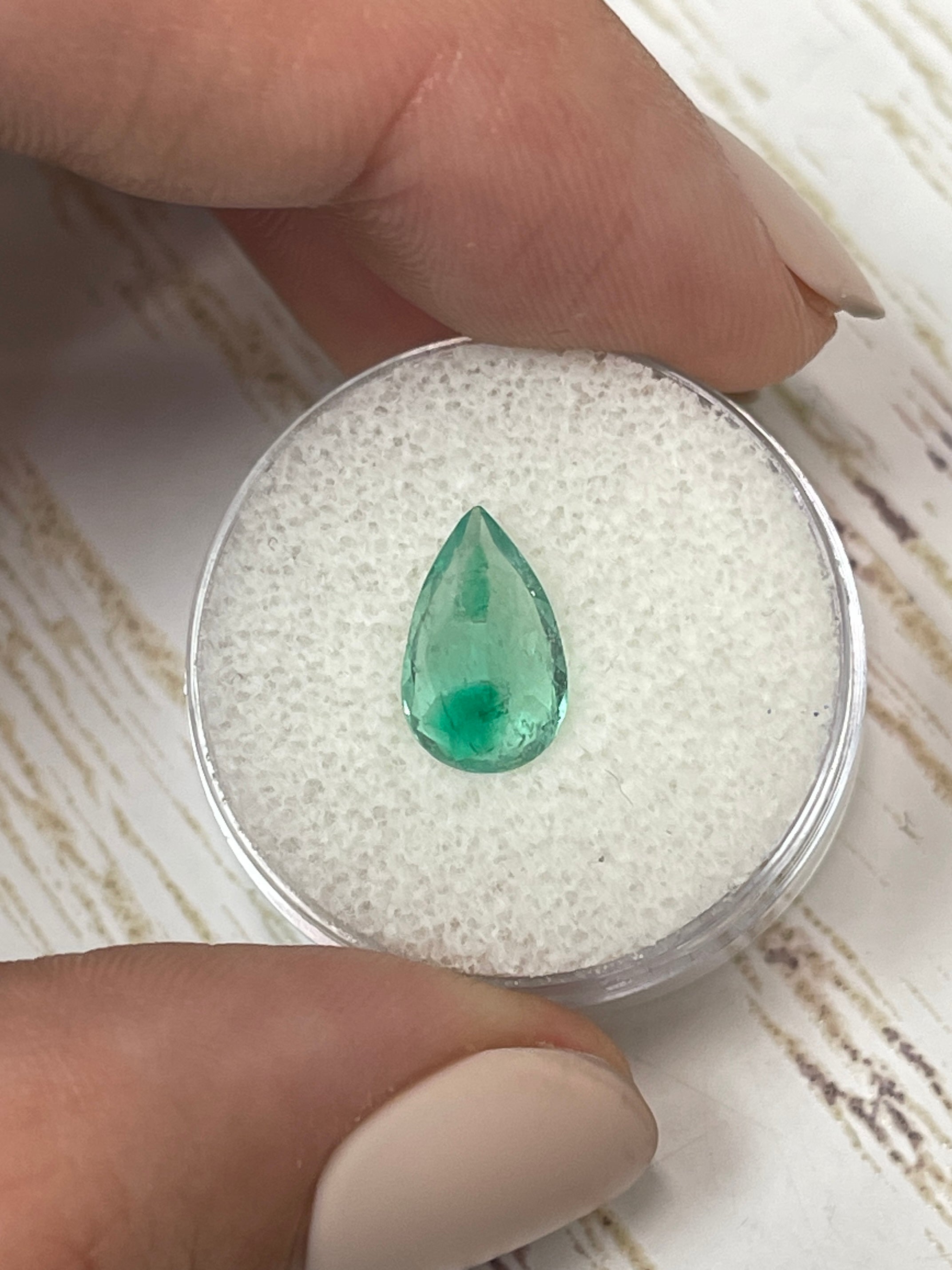 2.10 carat Bi-Color Green Natural Loose Colombian Emerald-Pear Cut - JR Colombian Emeralds