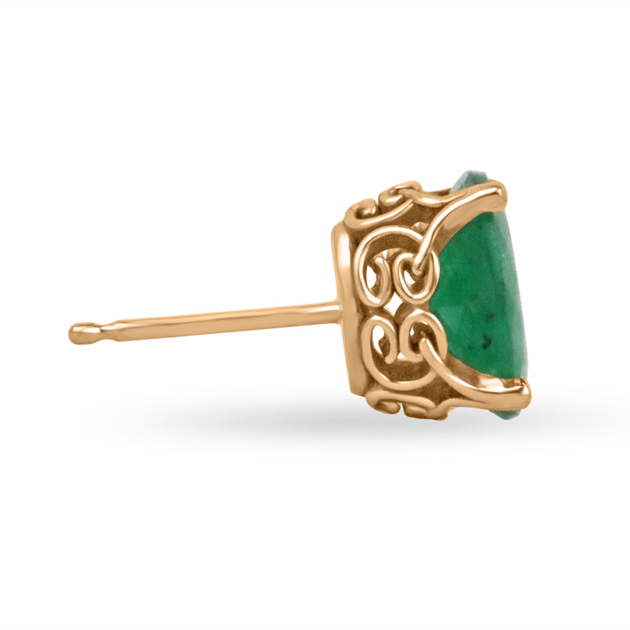 Emerald Earrings, Created Emerald, Antique Earrings, Green Earrings, V