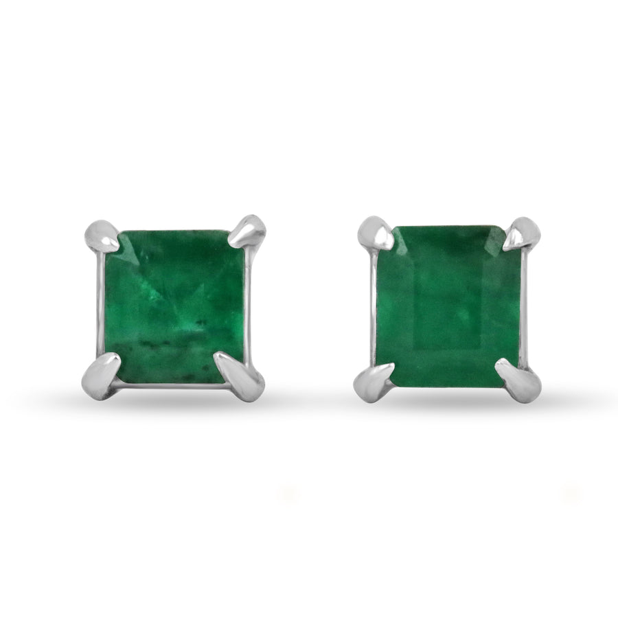 1.80tcw Martini Asscher Cut Emerald Earrings 14K