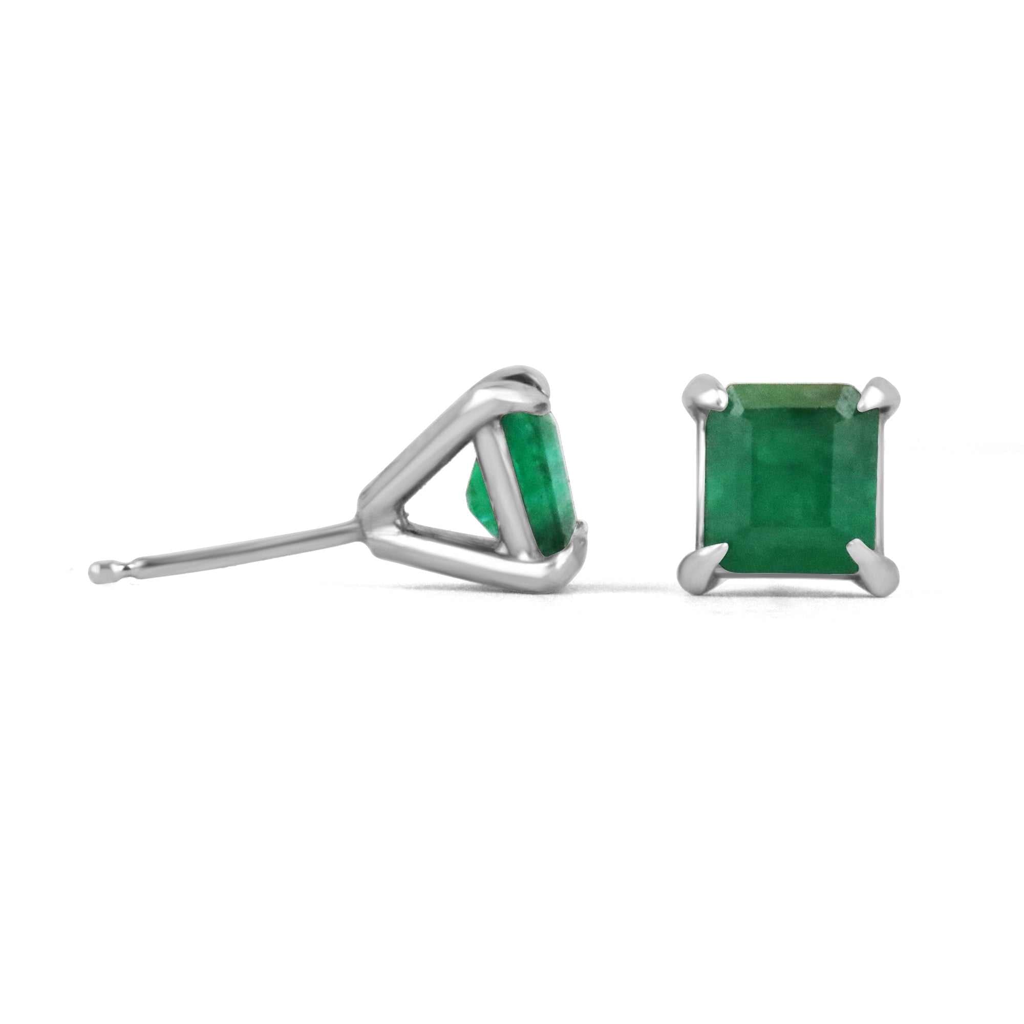 1.80tcw Martini Asscher Cut Emerald Earrings 14K - JR Colombian Emeralds