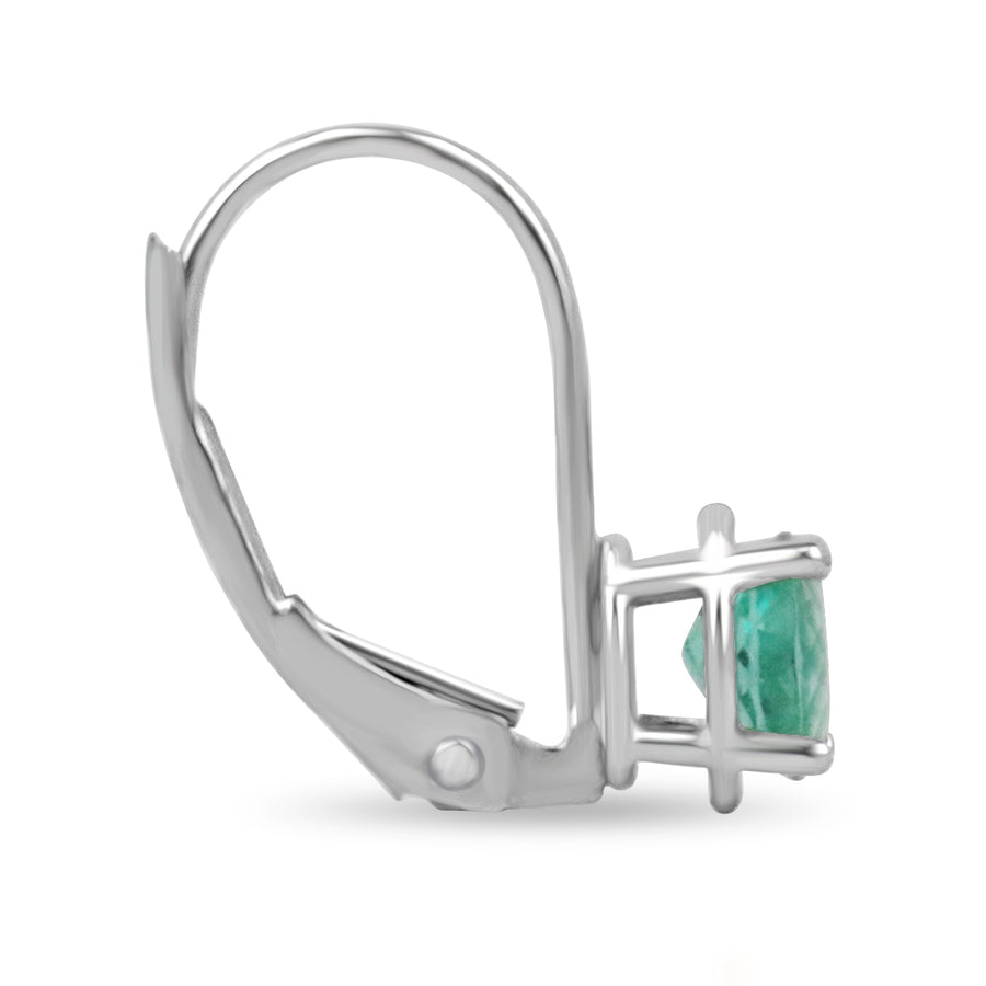 Petite 0.50tcw Colombian Emerald Oval Cut Lever Back Earrings 14K