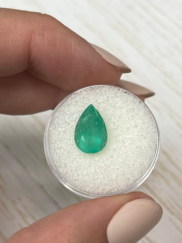 2.25 Carat Mossy Green Natural Loose Colombian Emerald-Pear Cut
