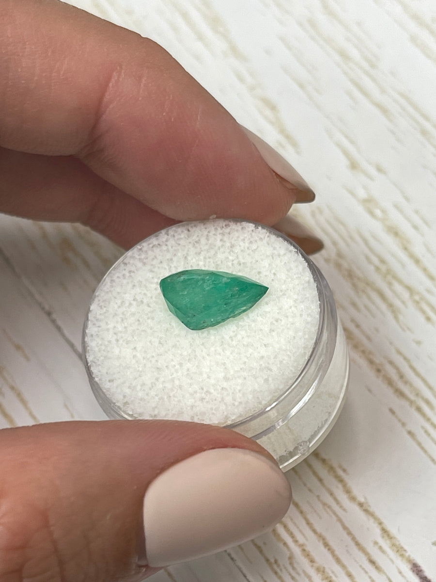 Mossy Green Pear-Cut Colombian Emerald - 2.25 Carats - Loose Gem