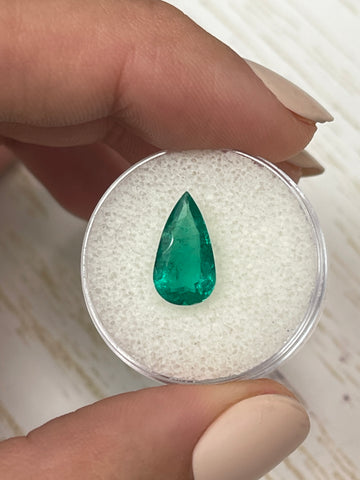 2.31 Carat Pear-Cut Colombian Emerald - Brilliant Vivid Blue Green Hue