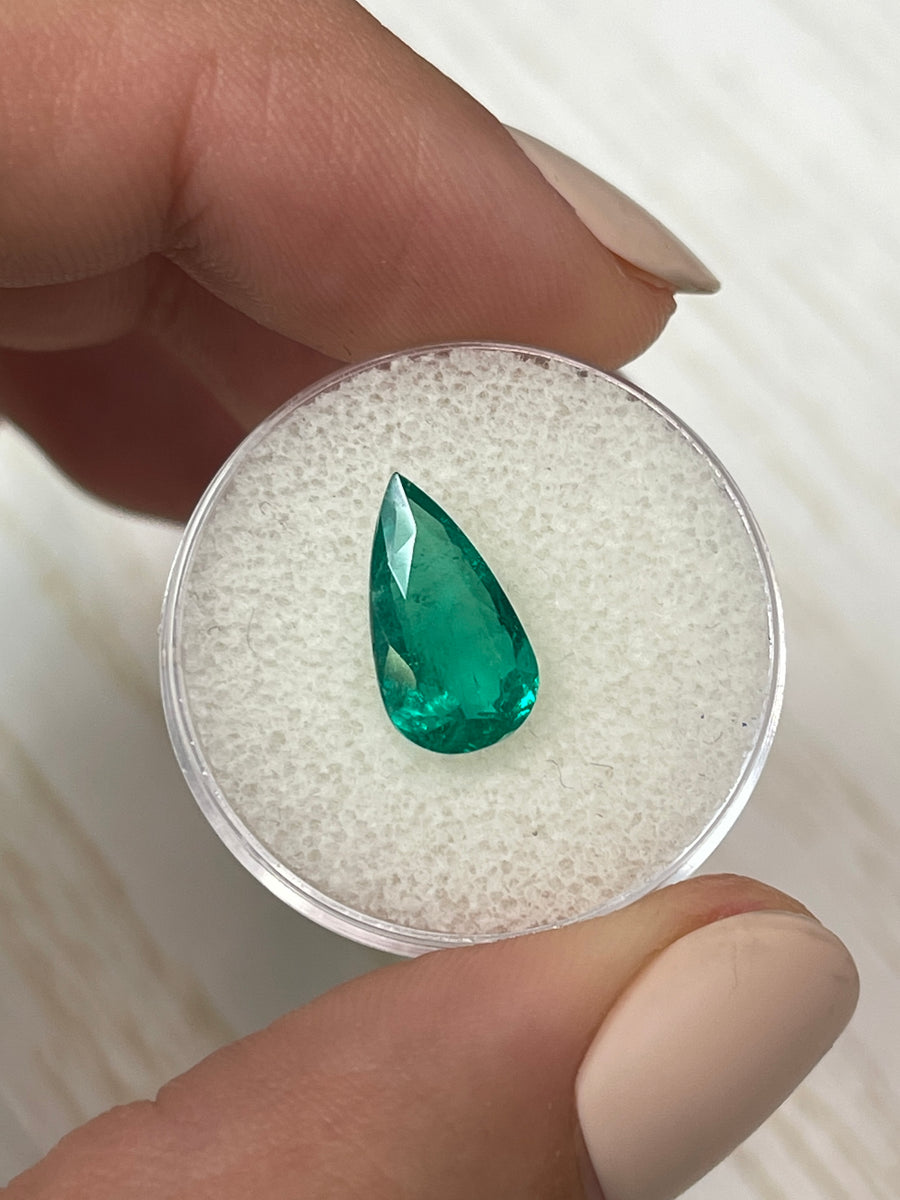 Pear-Shaped 2.31 Carat Colombian Emerald - Stunning Blue Green Shade