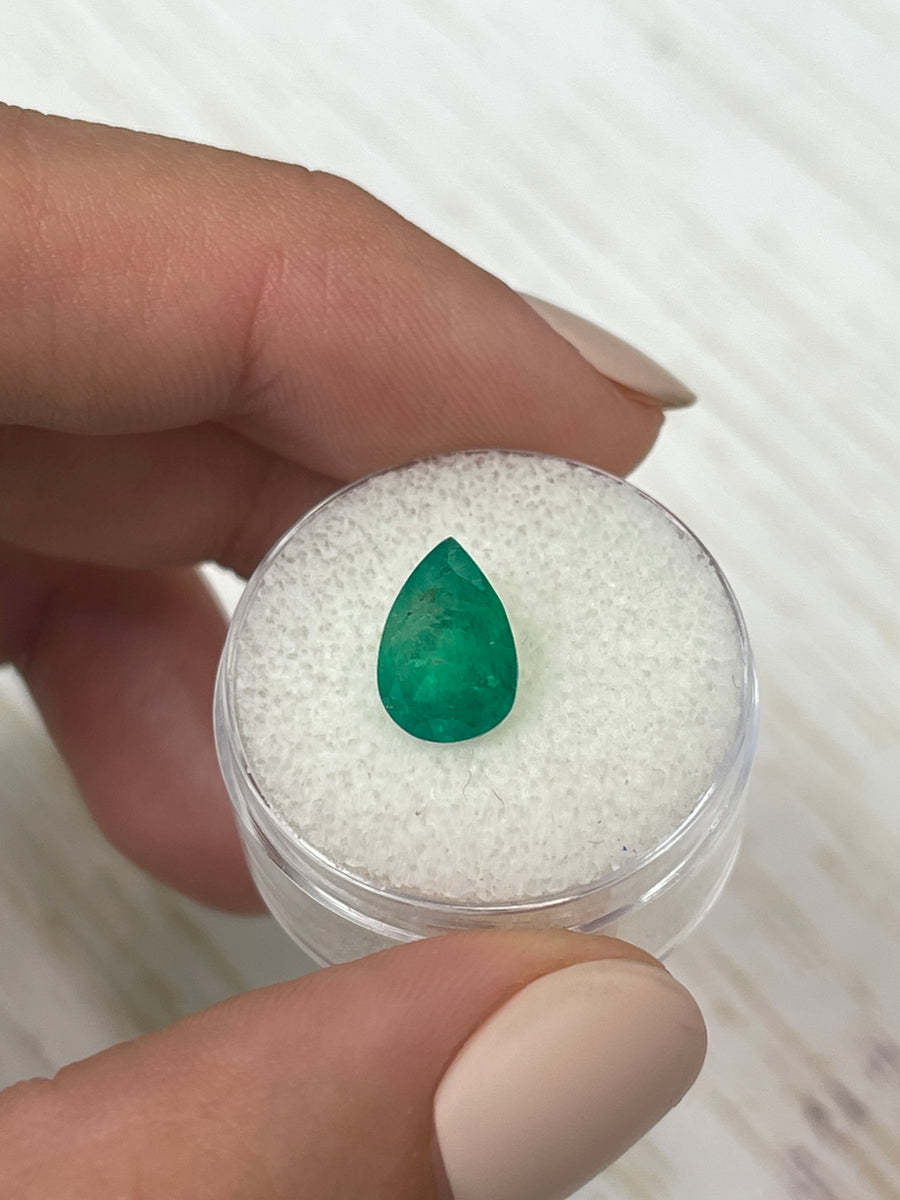 2.33 Carat Pear-Cut Colombian Emerald in Deep Green Hue