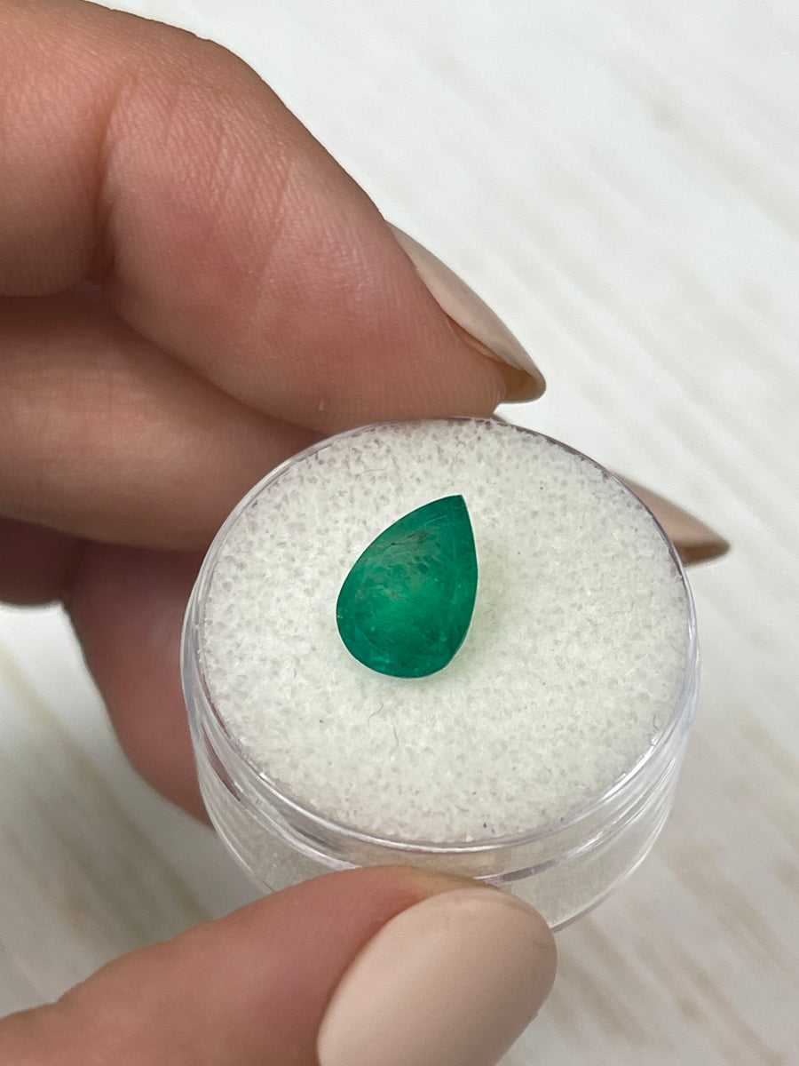 Vibrant 2.33 Carat Loose Colombian Emerald-Pear Shaped