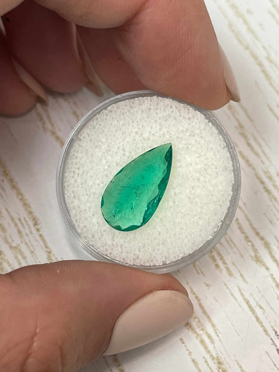 Stunning 2.41 Carat Colombian Emerald - Pear Shape, Rich Green Hue