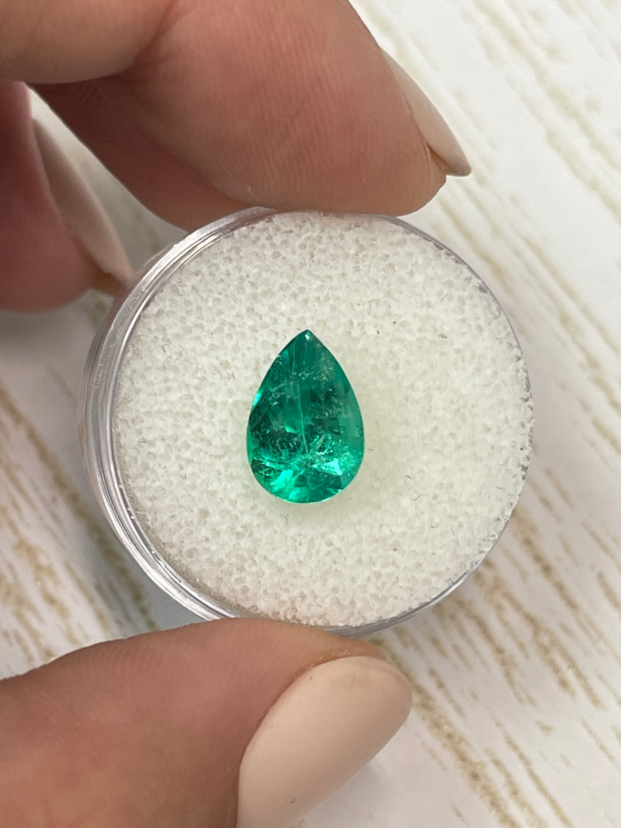 Exceptional 2.42 Carat Pear-Shaped Colombian Emerald - Vivid Muzo Green
