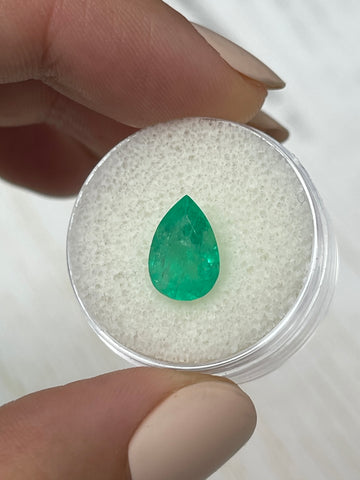 Pear-Cut Colombian Emerald - 2.43 Carats, Yellow-Green Hue, Natural Loose Gemstone