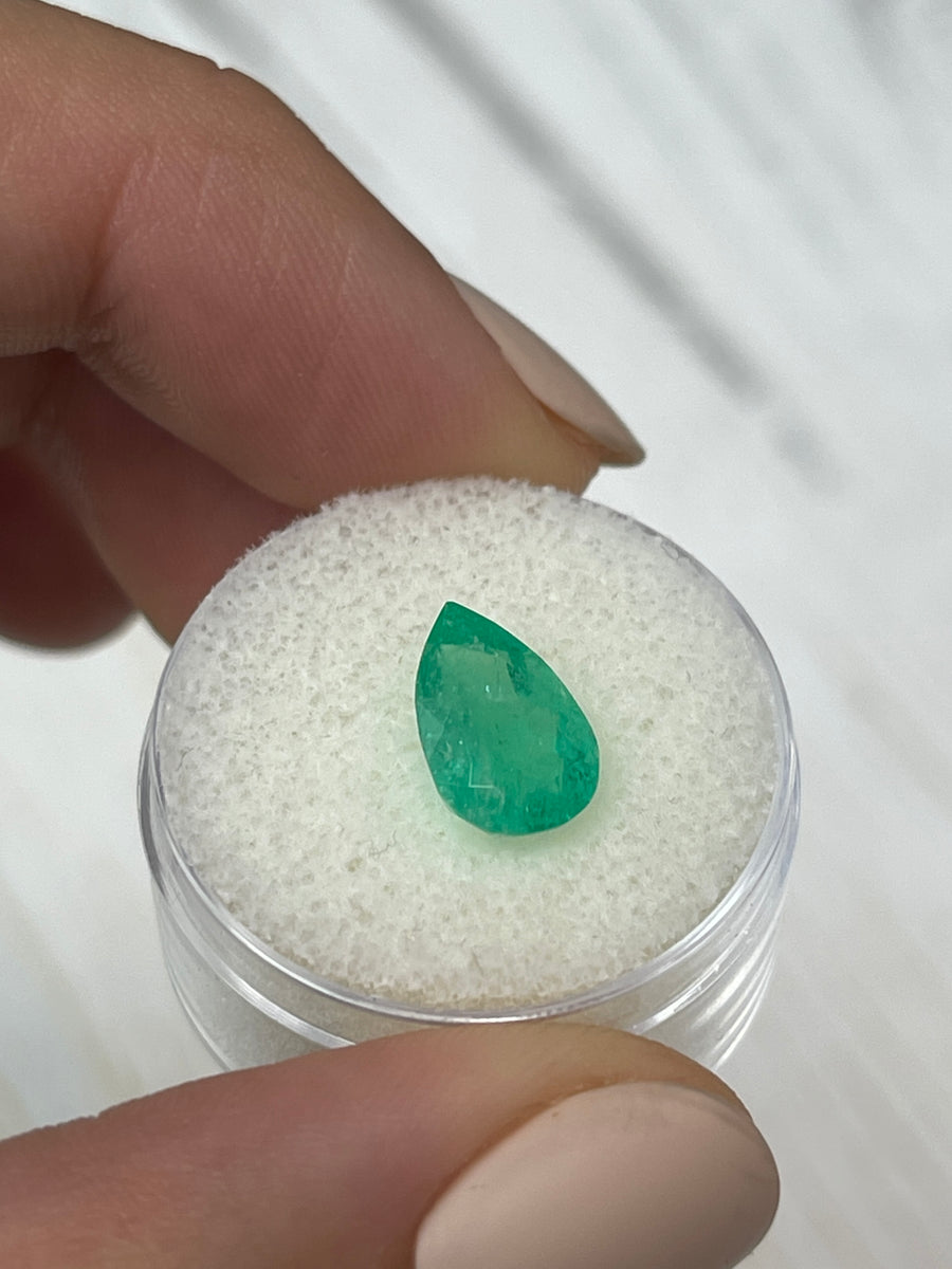 2.43 Carat Pear-Shaped Colombian Emerald - Natural, Yellow-Green, Loose Stone