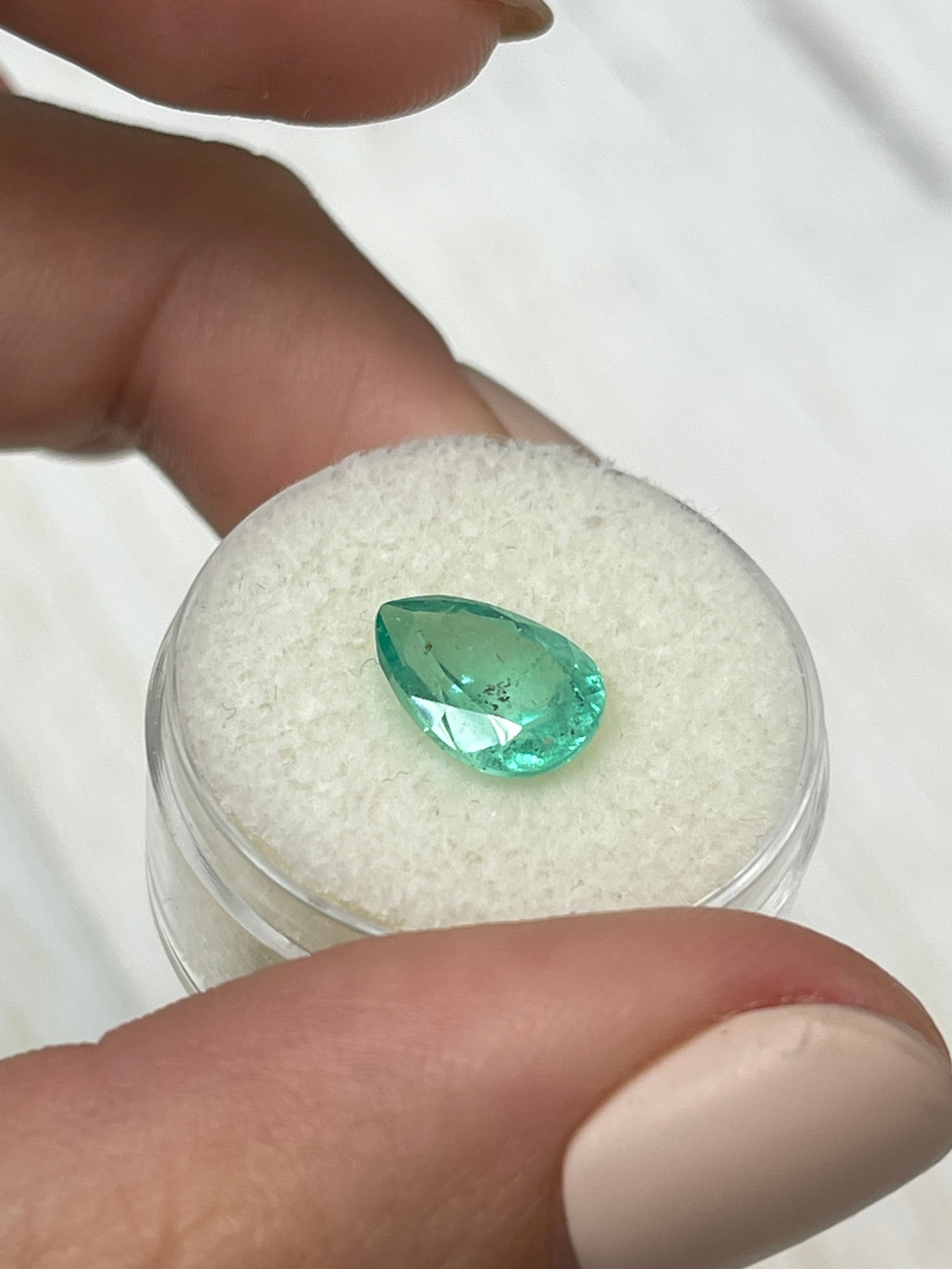 Pear-Cut Light Bluish Green Colombian Emerald - 2.44 Carats - Natural Gem