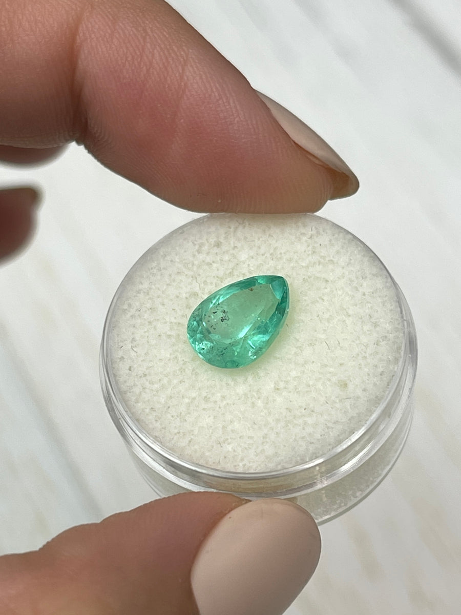 Light Bluish Green Pear-Cut Colombian Emerald: 2.44 Carats, Loose Gem