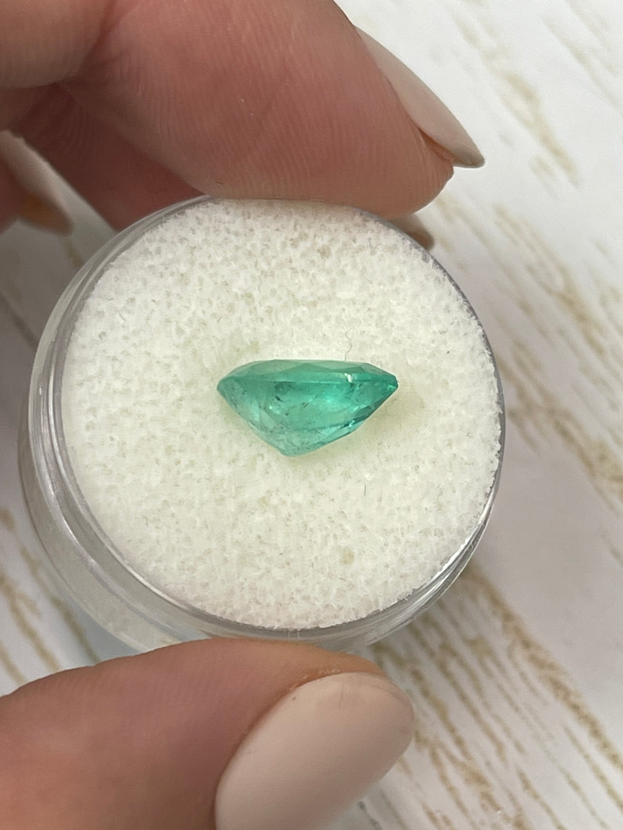 2.44 Carat Pear-Shaped Colombian Emerald in a Light Bluish Green Shade