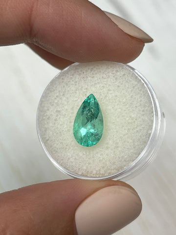 2.55 Carat Light Blue Green Natural Loose Colombian Emerald-Pear Cut