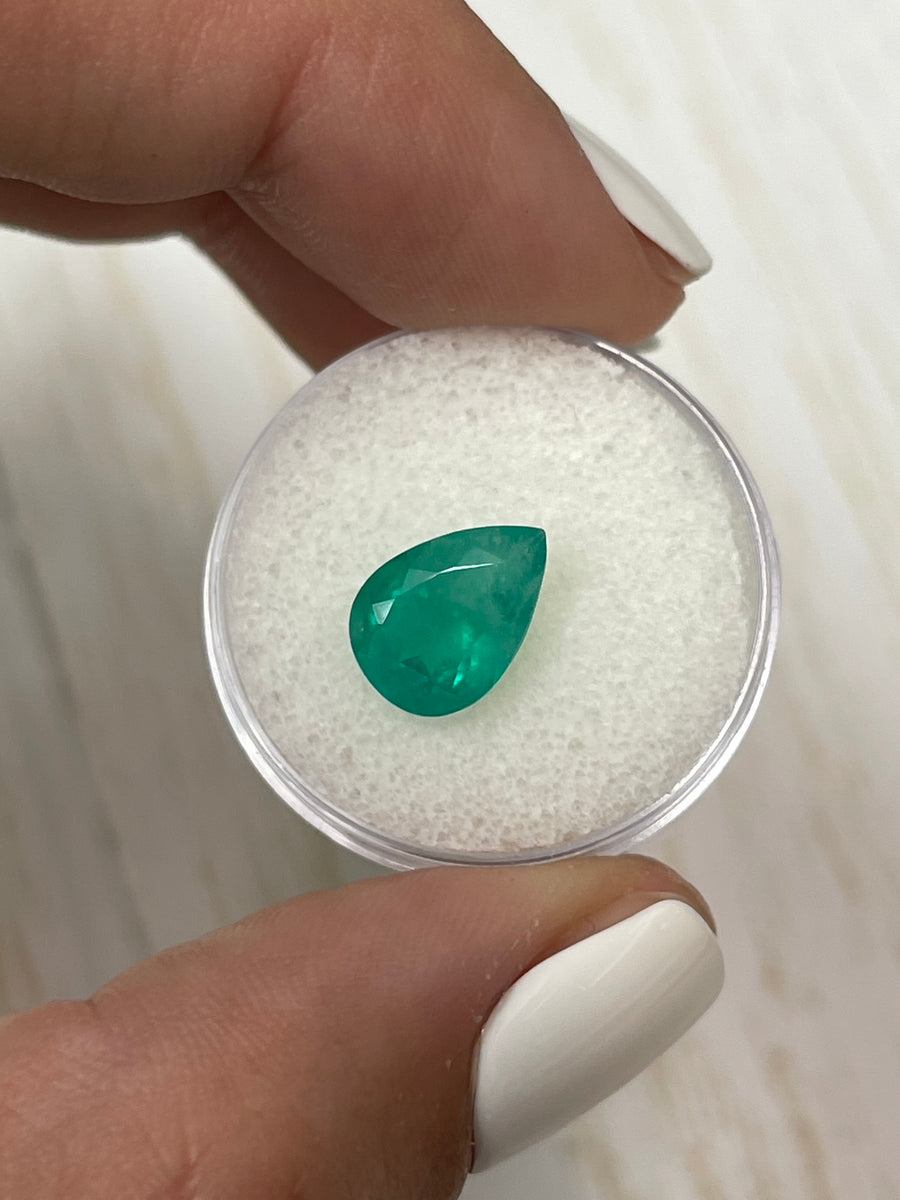 Genuine Colombian Emerald - 2.59 Carat Pear Cut, 11x8mm, Green Gem