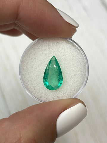 2.61 Carat 14x8 Spready Green Natural Loose Colombian Emerald-Pear Cut