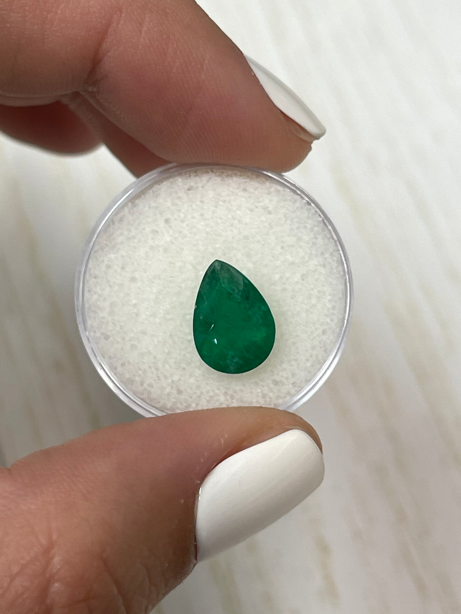 Natural Colombian Emerald - 2.70 Carat Dark Green Pear-Shaped Gemstone