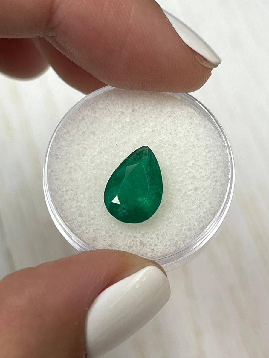 Colombian Emerald - 2.70 Carat Deep Green Loose Gem, Pear Shaped