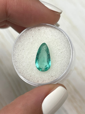 2.80 Carat Pear Cut Colombian Emerald in Light Blue Green - Loose Natural Gem