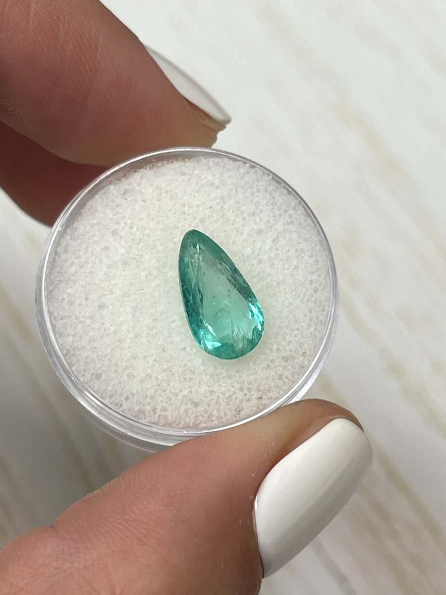 Light Blue Green Colombian Emerald - 2.80 Carat Pear Shaped Loose Gemstone