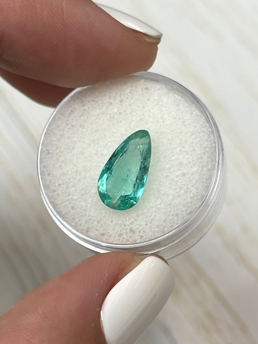 Natural Colombian Emerald - 2.80 Carat Pear Cut in Light Blue Green