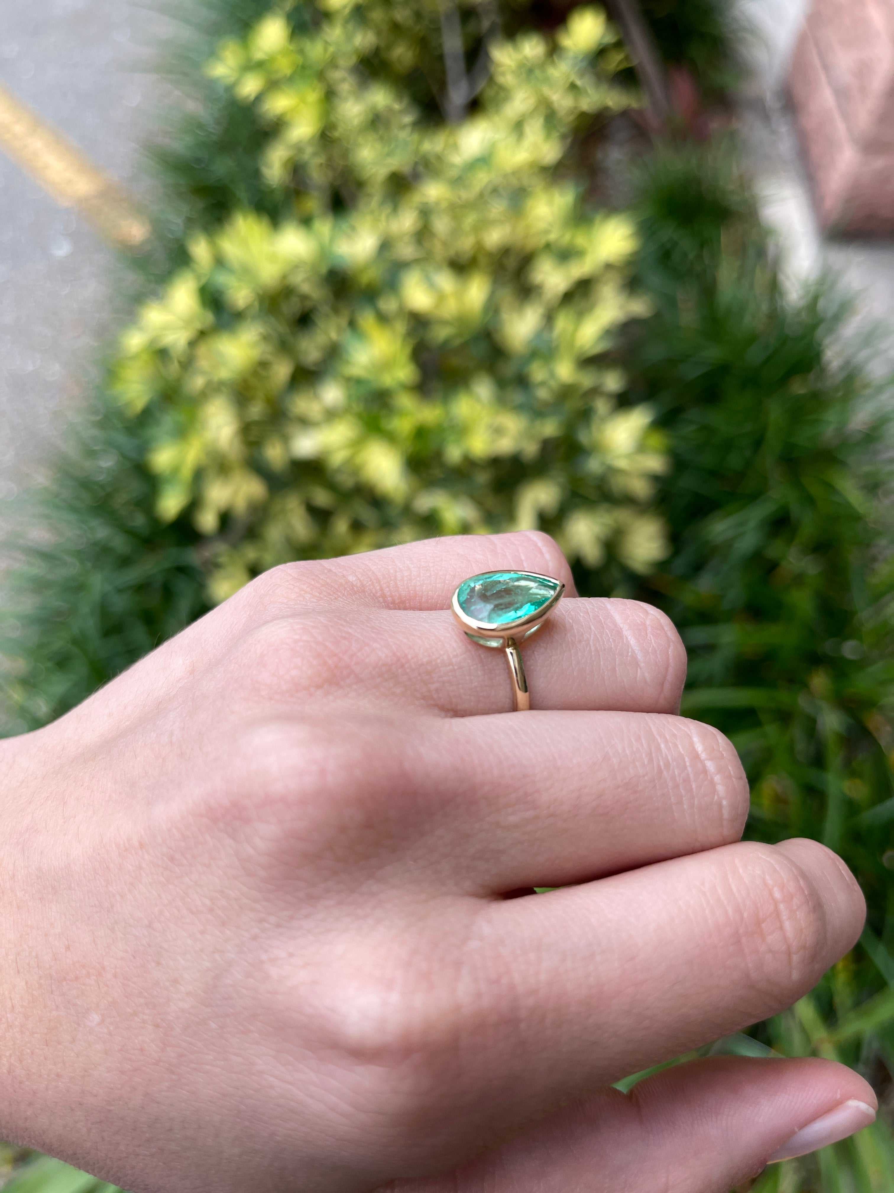 Colombian Emerald Bezel Pear Shape