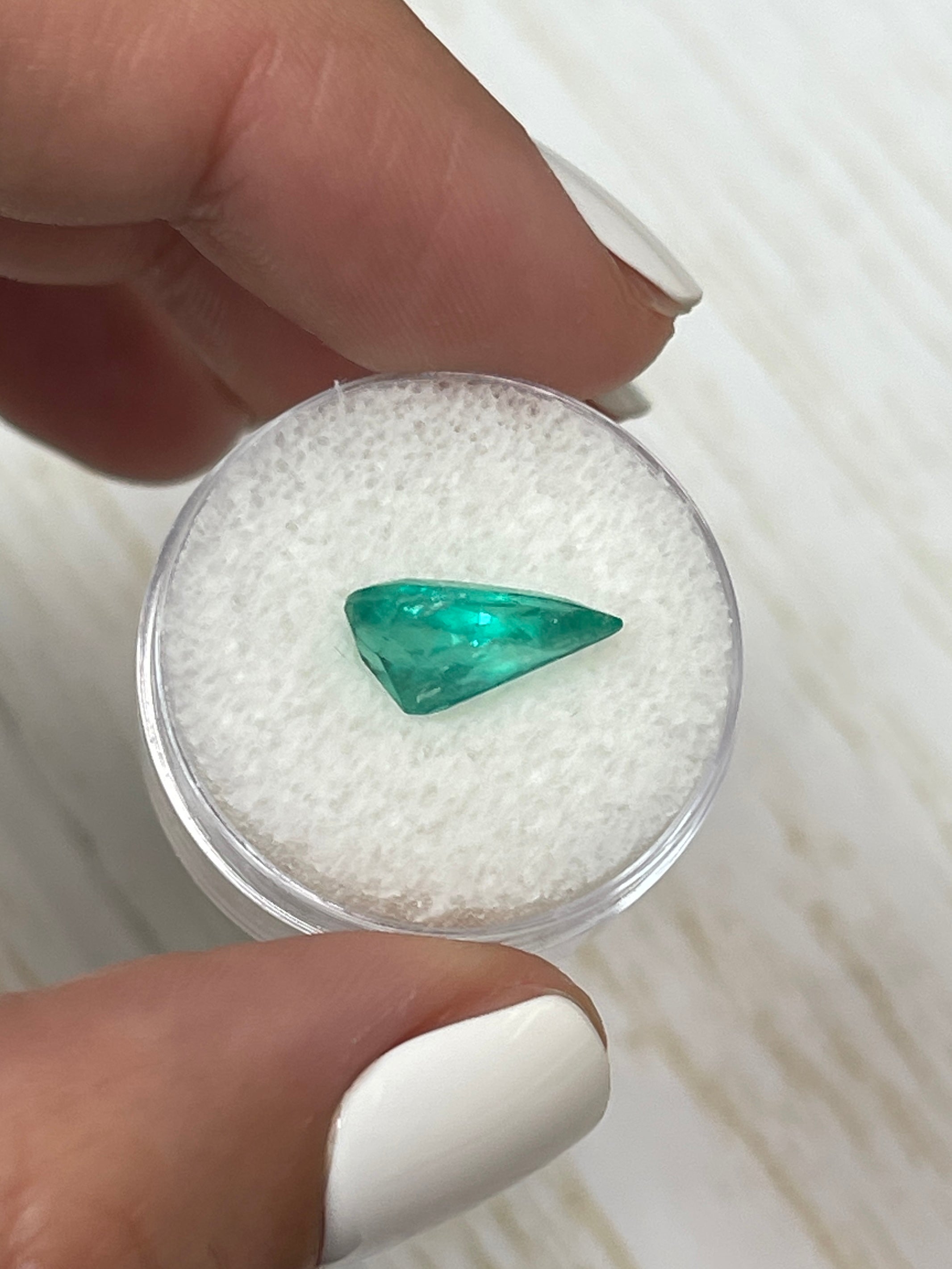 2.84 Carat Colombian Emerald - Vivid Bluish Green, Pear-Shaped