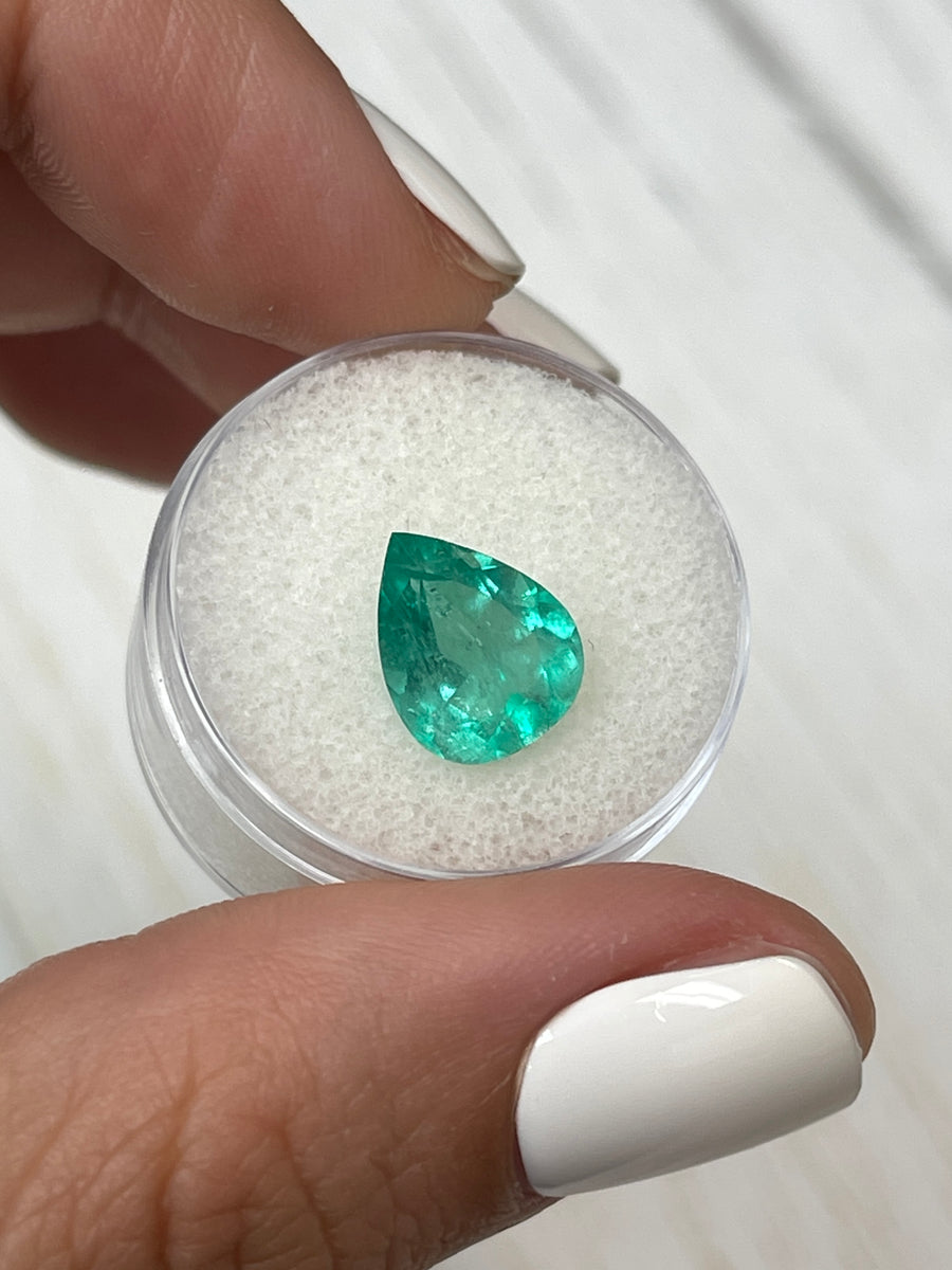 Vibrant Bluish Green Pear-Shaped Colombian Emerald - 2.84 Carats