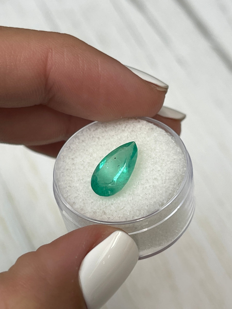 2.85 Carat Loose Colombian Emerald - Pear Shaped - Medium Light Green Color