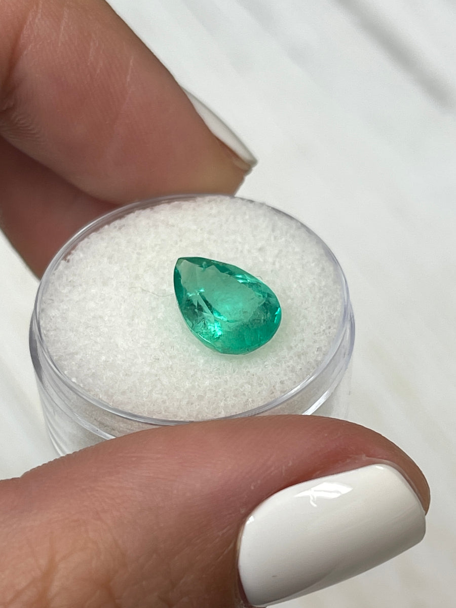 Light Blue Green 2.88 Carat Colombian Emerald - Exquisite Pear Shape