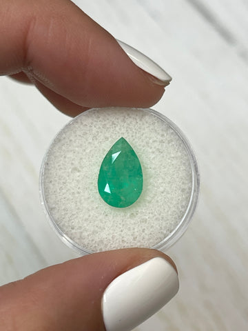 Stunning 2.92 Carat Pear-Cut Colombian Emerald