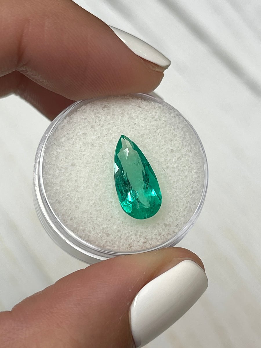 Genuine 2.94 Carat Pear-Shaped Colombian Emerald - No Inclusions