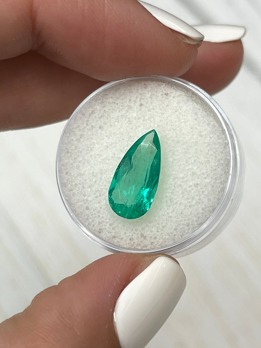 2.94 Carat Colombian Emerald - Pear Shape - Clarity Enhanced