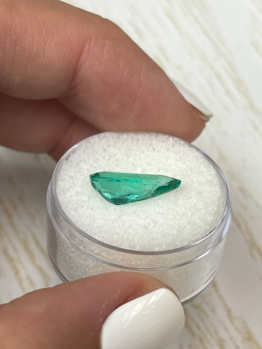 2.94 Carat Eye-Clean Colombian Emerald - Pear Cut Gemstone