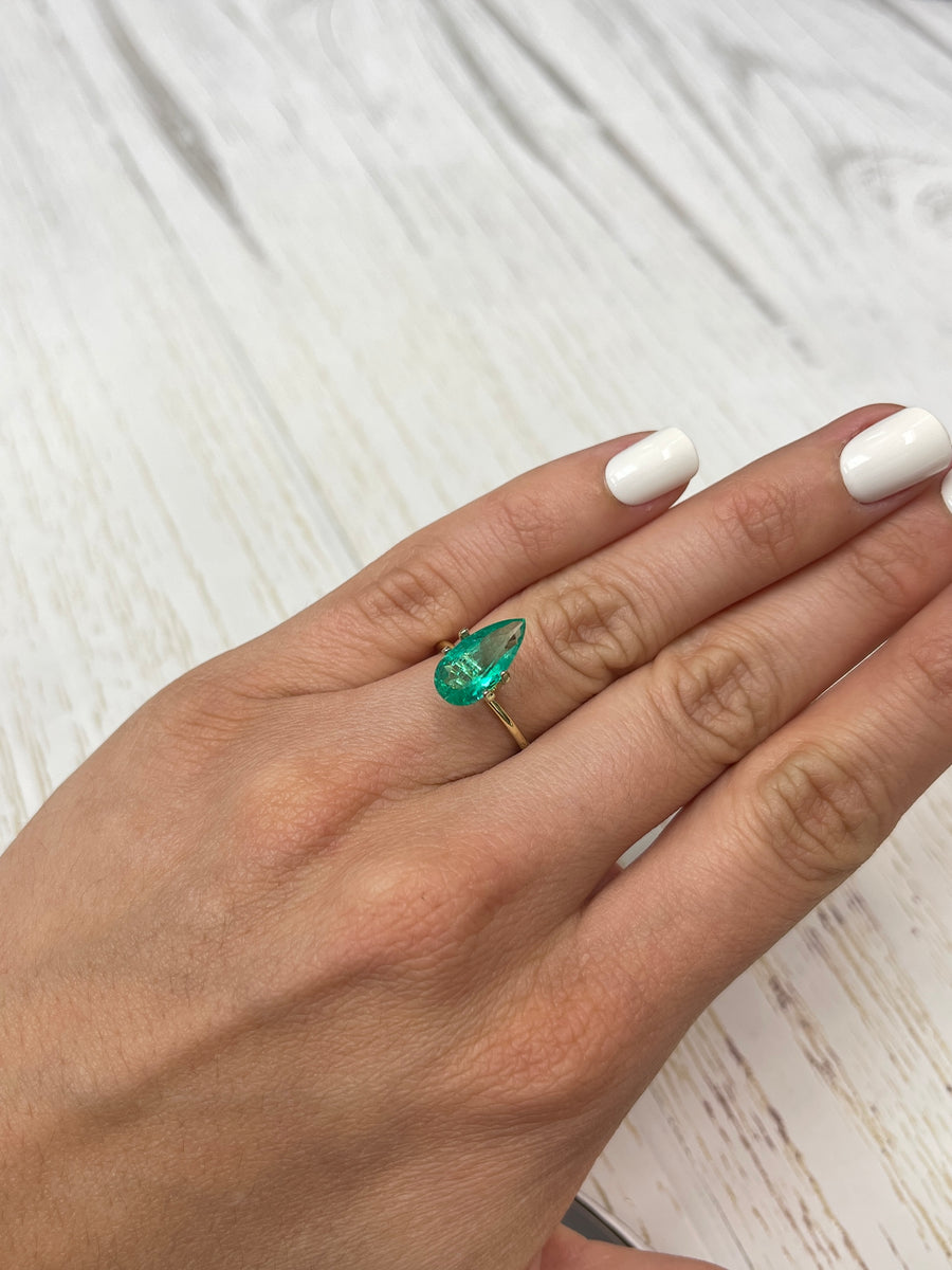 2.94 Carat Eye Clean Natural Loose Colombian Emerald-Pear Cut