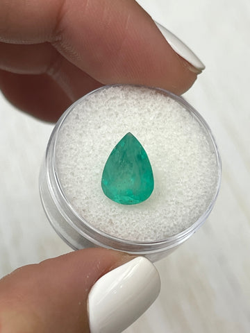 3.0 Carat Chunky Bluish Green Natural Loose Colombian Emerald-Pear Cut