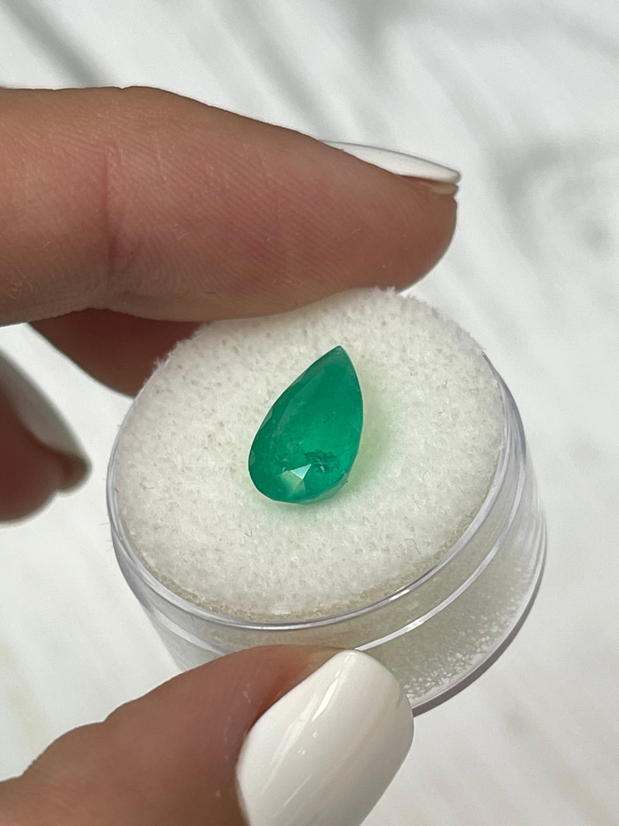 Green Natural Colombian Emerald - 3.02 Carat Pear-Shaped Jewel