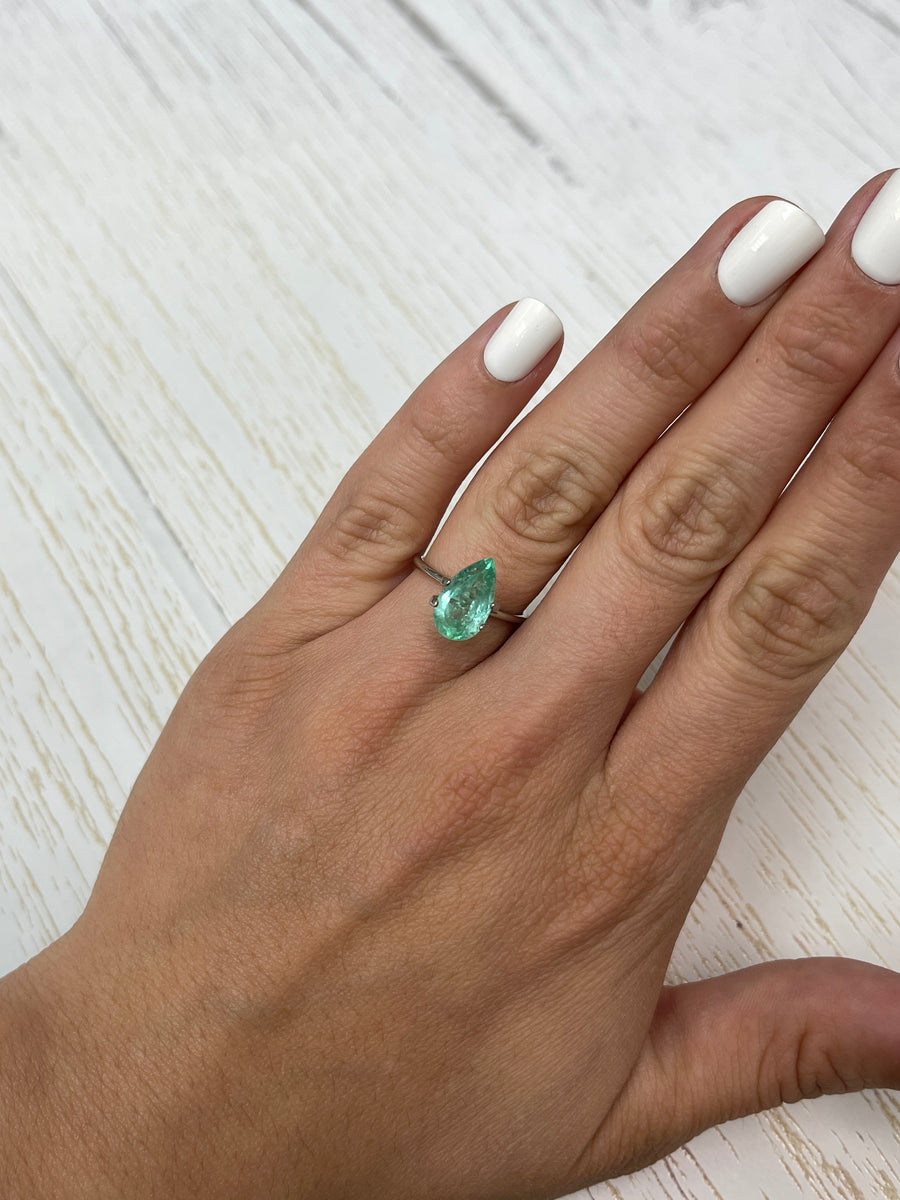 Pear-Cut 3.05 Carat Colombian Emerald - Natural Beauty