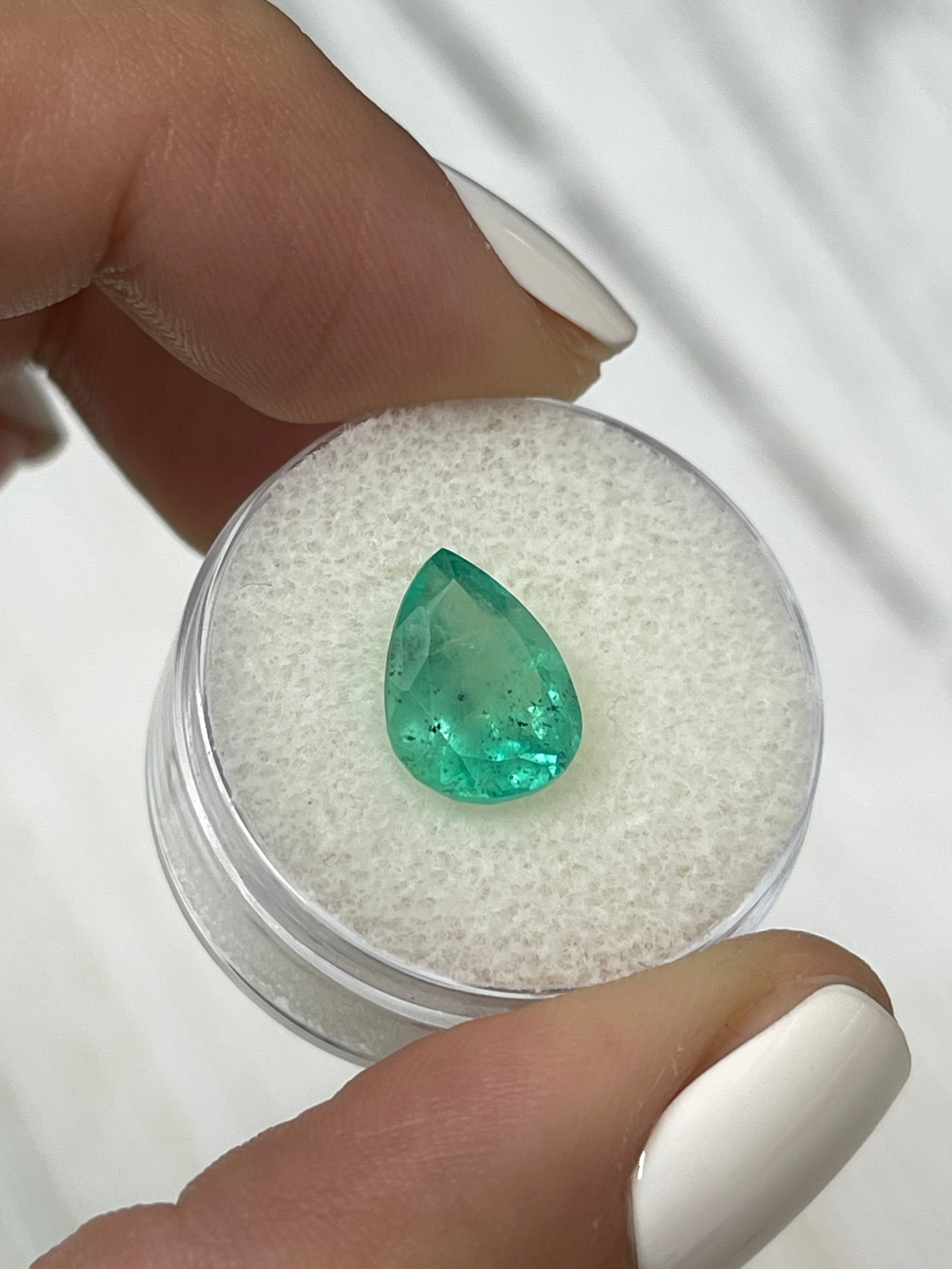 Vibrant 3.06 Carat Pear-Shaped Colombian Emerald