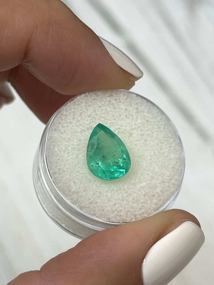 Vibrant 3.06 Carat Pear-Shaped Colombian Emerald