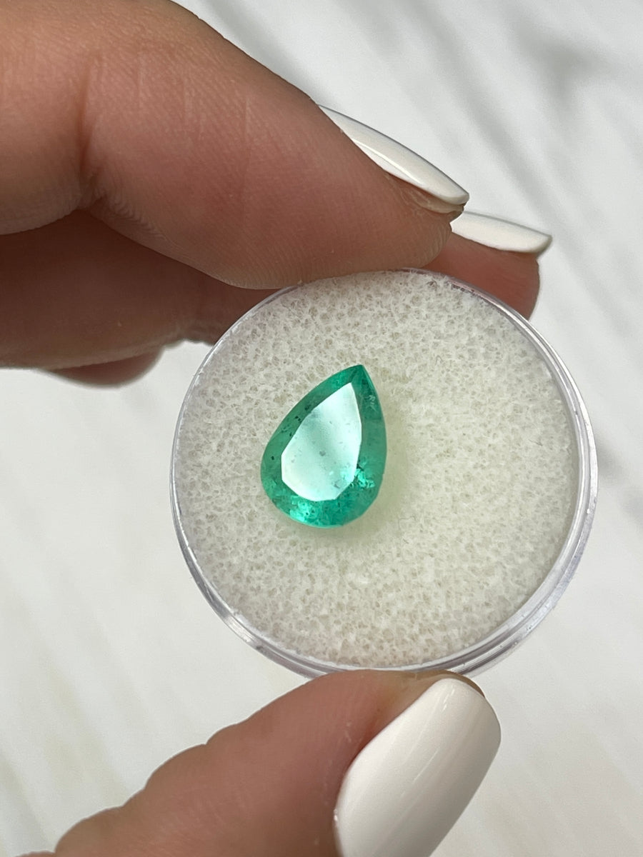 Unique Freckled Colombian Emerald - 11x8mm Pear Cut