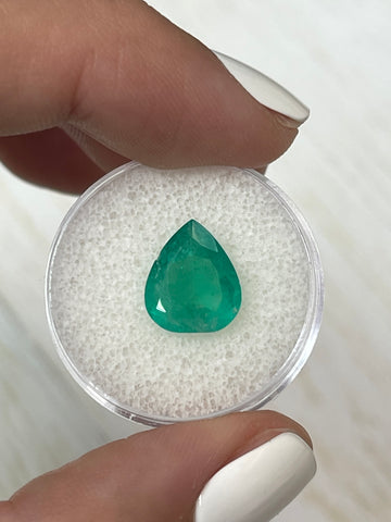 Large 3.09 Carat Colombian Emerald - Natural Green Pear Shape - 12x10 Dimensions