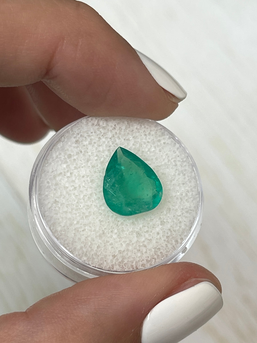 Colombian Emerald - 3.09 Carat Green Pear Cut Gem - 12x10 mm Loose Stone