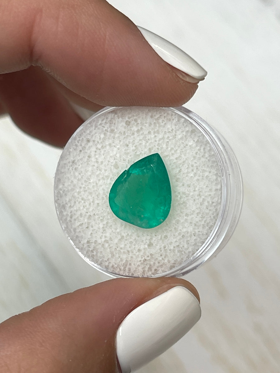 Chunky Green Pear-Shaped Colombian Emerald - 3.09 Carat Loose Gemstone