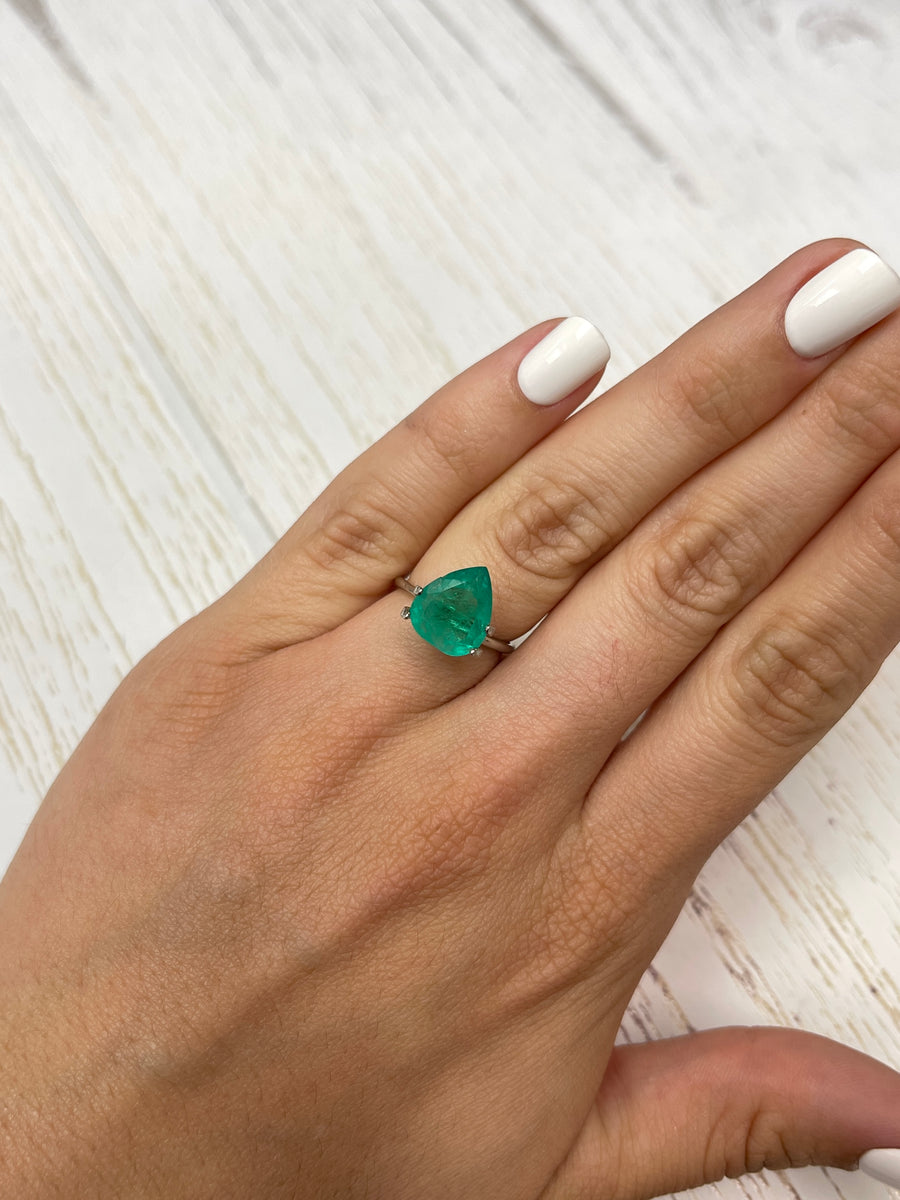 Loose Colombian Emerald - 3.09 Carat Pear Cut - Vibrant Green 12x10 mm